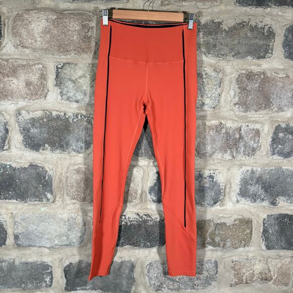 Zyia‎ Active Leggings Woman's 8-10 Orange Black Textured Athleisure Yoga Workout - Picture 1 of 11